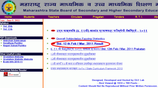 Maharashtra Board Hsc Result 2012 Website
