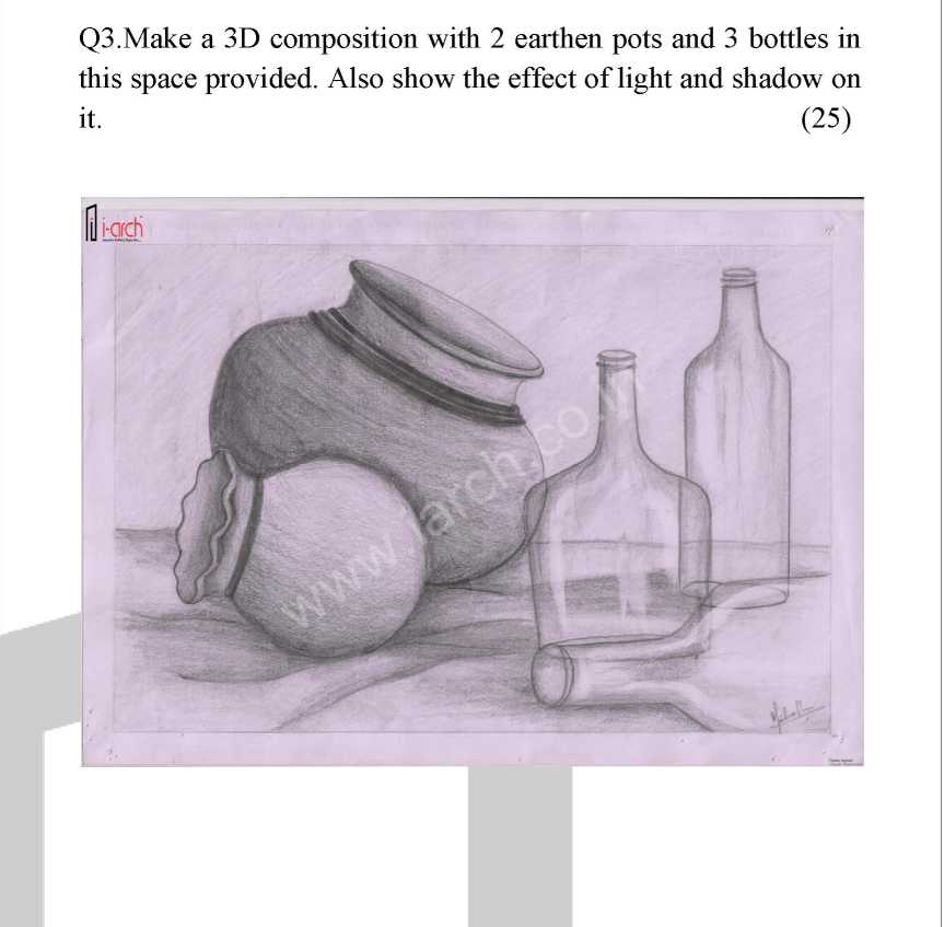 2 Draw 3d composition using 5 water bottles | Nata exam | Kartik Vyas -  YouTube
